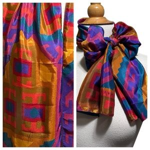 Vintage RUNWAY Colorful Abstract Geometric Rectangular Scarf